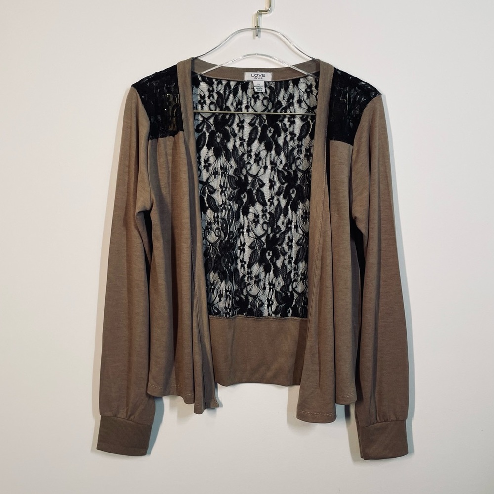 Love NY-LA tan and black cardigan size XL